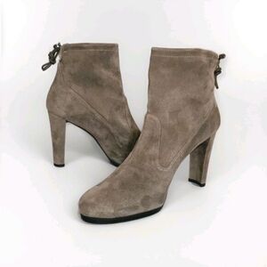 STUART WEITZMAN Size 11.5 Mitten Taupe Suede "Perfection" Ankle Booties $595